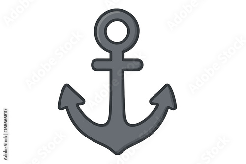 Anchor flat vector icon. Marine naval symbol. Nautical ship equipment for sea, ocean, and harbor. Cartoon illustration for logo, travel, and tattoo design. Stability concept.