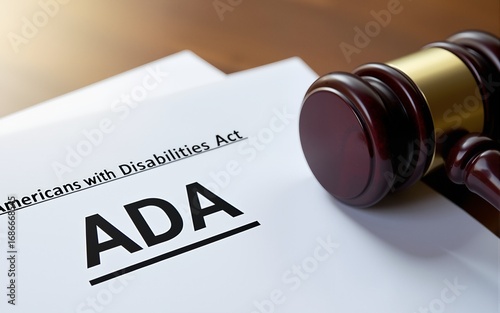 Gavel and Americans with Disabilities Act ADA book with documents. High quality