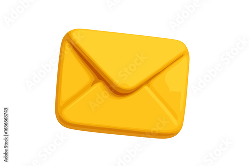 3D yellow envelope email icon for web and app design. Cartoon vector of a letter or message symbol. Mail notification, communication, or newsletter graphic isolated on white.