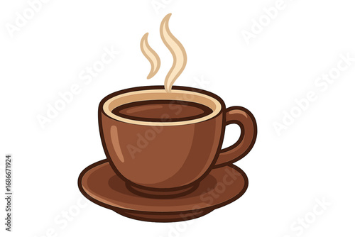 Coffee cup vector icon. Hot drink with steam symbol. Cafe or restaurant menu design element. Morning espresso or cappuccino beverage illustration. Simple flat cartoon graphic.