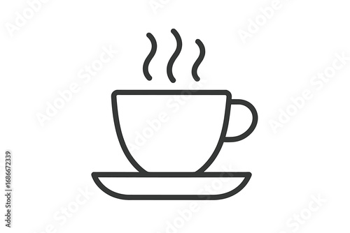 Coffee cup line icon. Tea mug with steam symbol. Minimalist vector illustration for web and graphic design. Hot drink sign for cafe menu, morning break or coffee time concept.