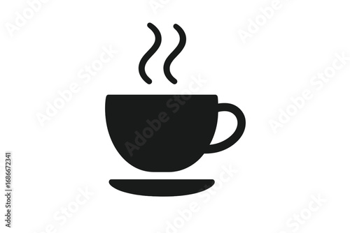Coffee cup icon vector graphic. Tea mug symbol with hot steam. Simple drink silhouette for cafe menu, web design, app UI. Minimal flat glyph pictogram for morning break.