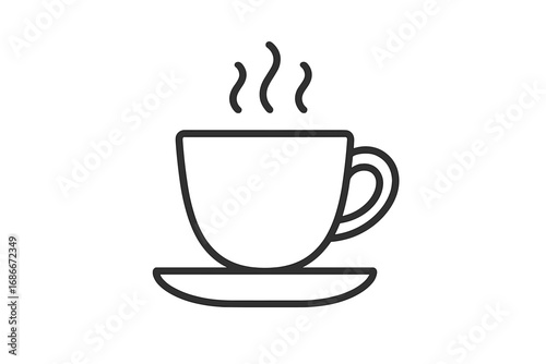 Coffee cup line icon vector. Hot drink mug with steam symbol for cafe menu or morning coffee break. Minimalist pictogram for web, app, graphic design. Tea time concept.