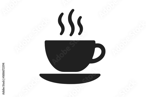 Coffee cup icon vector silhouette. Minimal symbol of hot drink, tea or espresso. Simple flat illustration for cafe menu, coffee shop logo, restaurant or morning break sign.