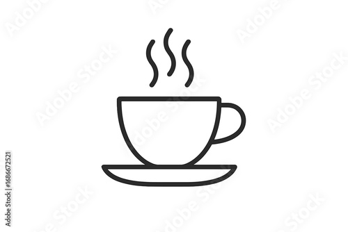Coffee time vector line icon. Hot drink symbol. Tea cup with steam pictogram for web design, apps, and user interface. Morning coffee break sign. Cafe menu element isolated.