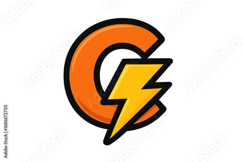 Letter G thunder logo design. Electric power icon with lightning bolt symbol. Modern vector illustration for gaming, sports team, or energy company brand identity.