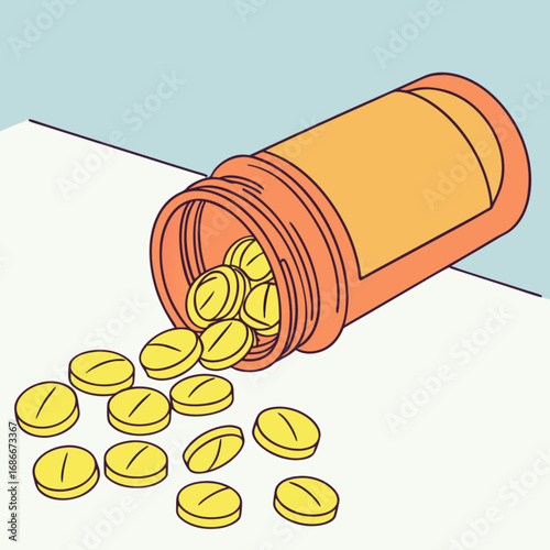 Healthcare and Pharmacy Concept with Spilled Prescription Pills
