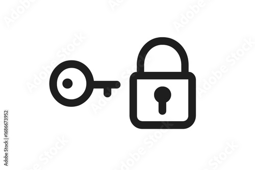 Key and lock line icon. Concept of security, access, and unlocking a solution. Simple outline vector for web, privacy, protection, safety, login, and password symbol.