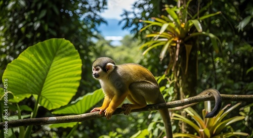 Squirrel Monkey Rainforest Jungle Tree.