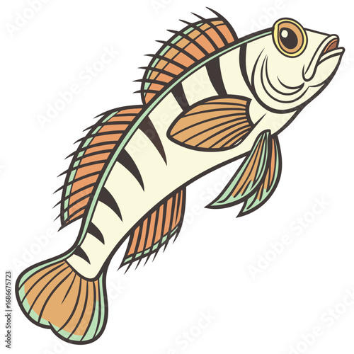 Vibrant Illustration of a Damselfish A Colorful Aquatic Creature on a White Background