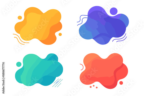 Set of abstract liquid shapes. Colorful gradient fluid banners. Modern amoeba blobs. Dynamic vector elements for web design, posters, and presentations. Flowing graphic forms.