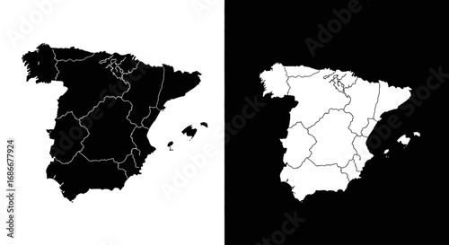 A map of Spain with its autonomous communities, an outline icon for Spanish geography, regions, and travel.