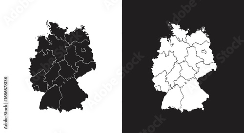 A map of Germany with its federal states, an outline icon representing German geography, politics, and travel.