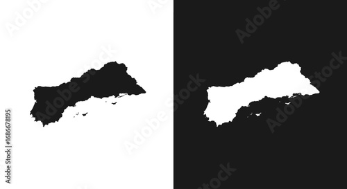 An outline map of a long mountainous country, possibly Norway, a modern icon for geography and Scandinavian travel.
