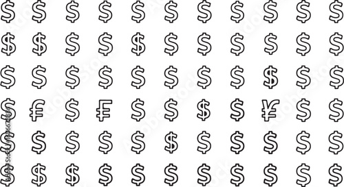 Collection of dollar sign symbols in a textured pattern for financial concepts vector