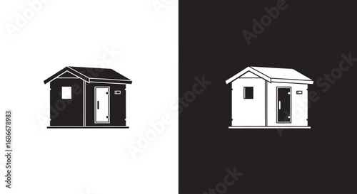 An outline style of a simple house, a modern and clean icon for a real estate agency, a construction company, or a home icon.