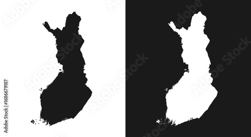 An outline map of Finland with its regions, a modern and clean icon for Nordic geography and travel to Finland.