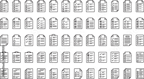 Abstract grid of stylized document icons representing information data organization and archiving concepts vector