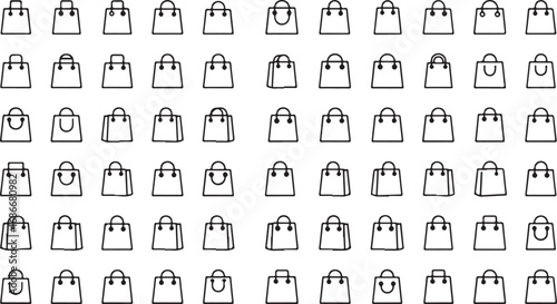 Collection of hand-drawn fashion handbag silhouettes showcase diverse styles and designs vector