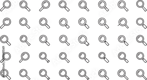 Collection of hand drawn magnifying glass icons representing search and discovery concepts vector