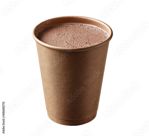 Brown paper cup filled with hot chocolate