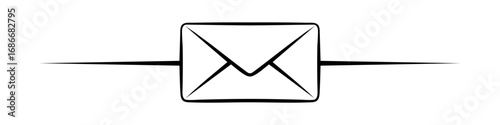 Envelope icon. Abstract envelope icon in black color isolated on a white background. Vector illustration.