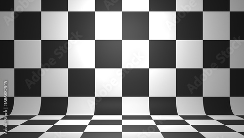 Black and white chessboard limbo background with paper texture. Suitable for product photography, graphic design, or as a presentation backdrop. Available in high resolution for commercial use.