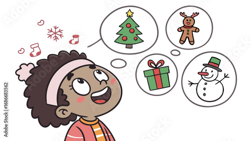 A collection of Christmas and winter holiday illustrations with Santa Claus, snowmen, and festive decorations