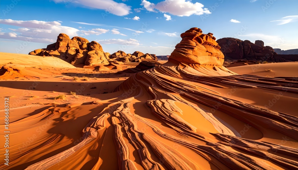 Fototapeta premium s in the desert with a blue sky and clouds