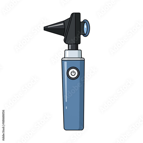 Illustration of a modern otoscope, a medical instrument for examining the ear.