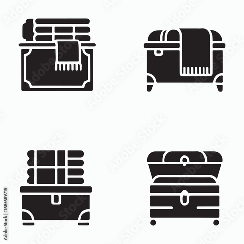 Blanket storage trunk stylish solid icons pack