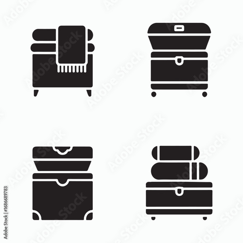 Blanket storage trunk bold solid icons pack