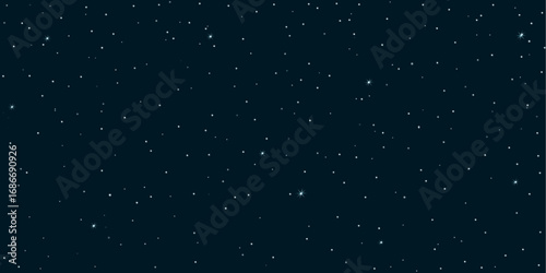 Night starry sky with sparkling stars. Realistic 3d vector illustration on dark background.