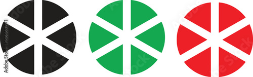 Three circles with a six pointed star inside each one