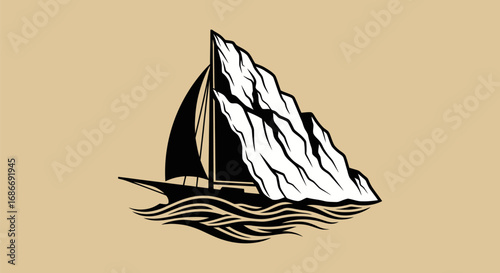 Sailboat navigates near a dramatic rocky cliff face.