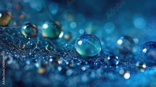 Water droplets macro: The image showcases intricate detail of glistening water droplets, creating a mesmerizing display of nature's elegance.