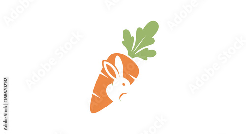 A whimsical logo of a rabbit peeking out from a carrot, showcasing a playful design.