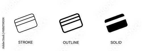 Bank card icons for payment, credit card, banking, finance technology, ui design. Vector stroke, outline and solid icons. EPS10