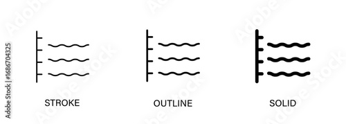 Water level gauge icon for air cooler, measurement, water. Vector stroke, outline and solid icons. EPS10