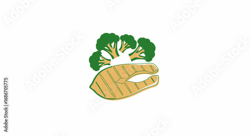 grilled salmon with broccoli a healthy delight, isolated on transparent background