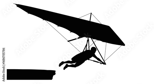 hang gliding silhouette a thrilling leap of faith, isolated on transparent background