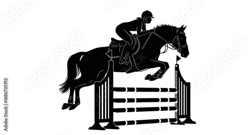 horse and rider silhouette a leap of grace and power, isolated on transparent background