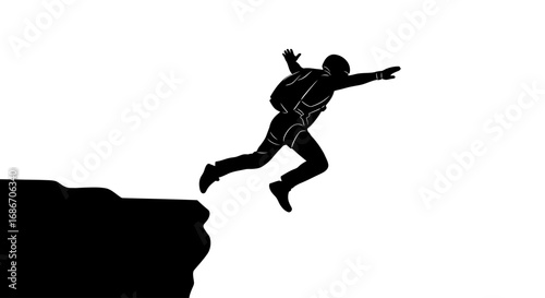 leap of faith a silhouette of courage and risk, isolated on transparent background