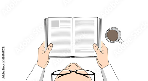 morning coffee and book a tranquil moment of reading, isolated on transparent background