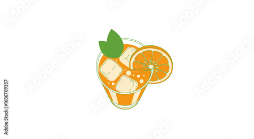 refreshing orange drink icy summer cocktail, zesty citrus bliss, isolated on transparent background