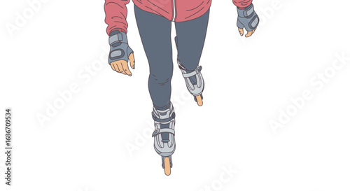 rollerblading a thrilling ride through city streets, isolated on transparent background