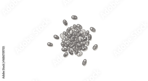 scattered chia seeds tiny powerhouses, abundant health, isolated on transparent background