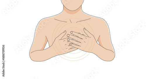 selfcare gentle hands on the chest, a path to inner peace, isolated on transparent background