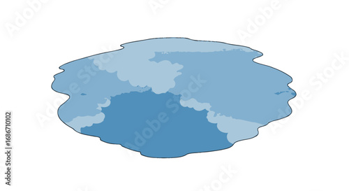 serene puddle a blue watercolor landscape illustration, isolated on transparent background