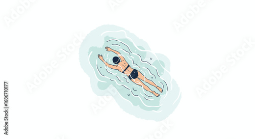 serene swim atop the aqua vista, effortless glide, isolated on transparent background